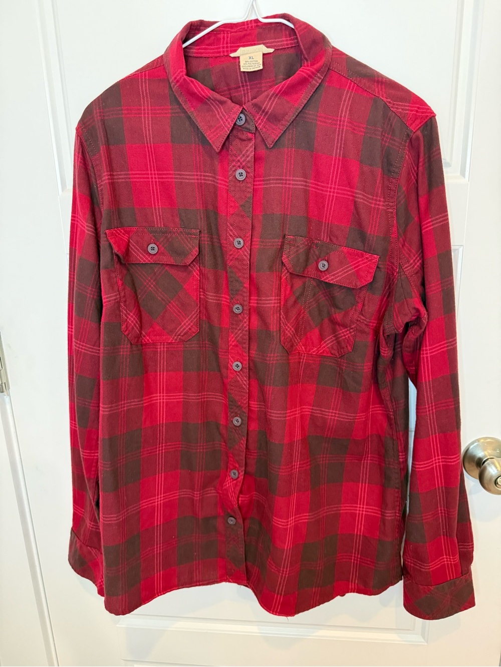 Duluth Womens Red Plaid Long Sleeve Button Up Size XL
